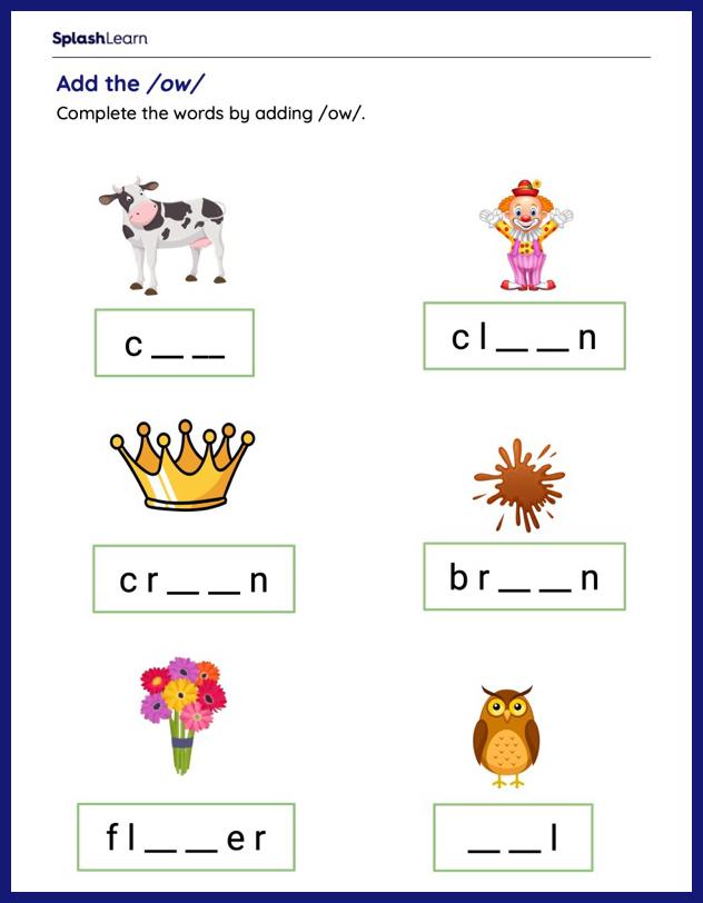 Add The Ow Sound ELA Worksheets SplashLearn