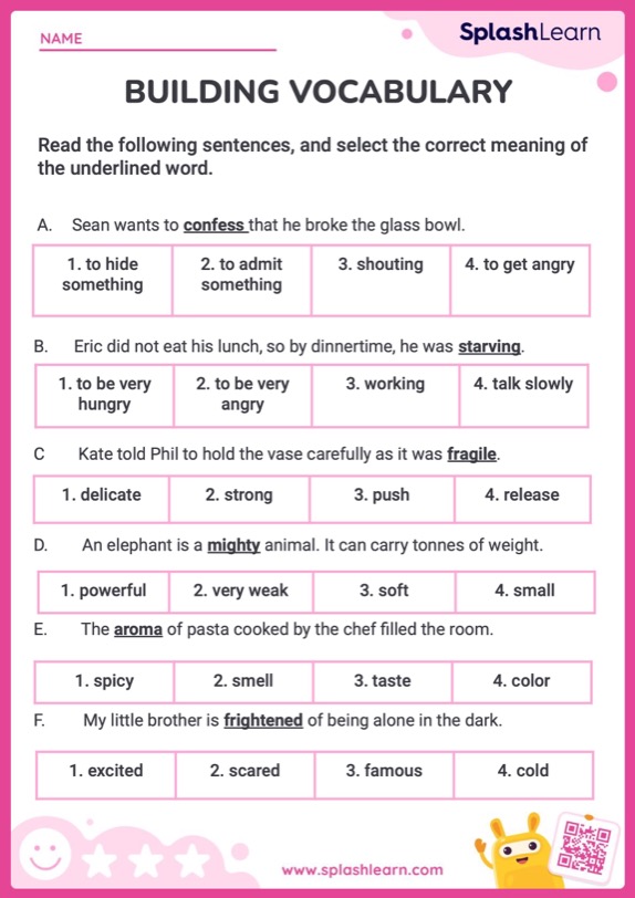 Building Vocabulary with Context Clues Worksheet