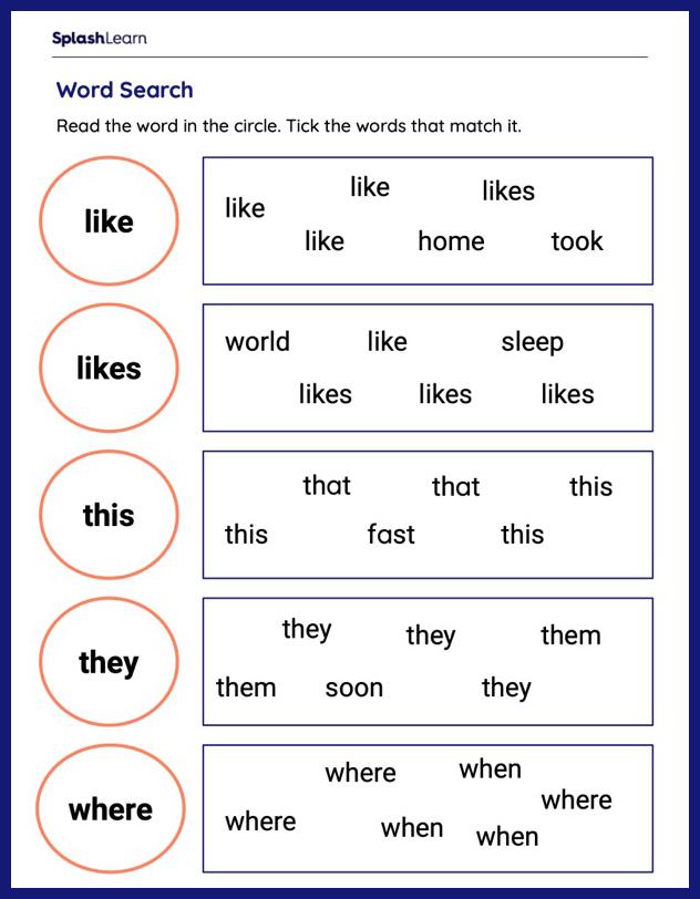 Sight Word Worksheets Kindergarten Worksheets For Kindergarten