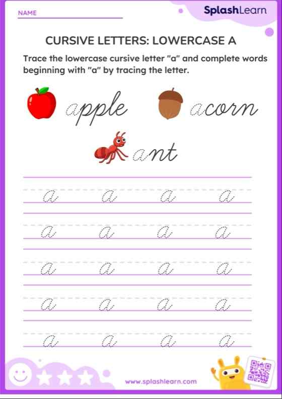 Cursive Letter A Worksheets Free Printable SplashLearn
