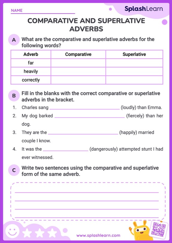 Find the Comparative or Superlative Adverbs - ELA Worksheets - SplashLearn