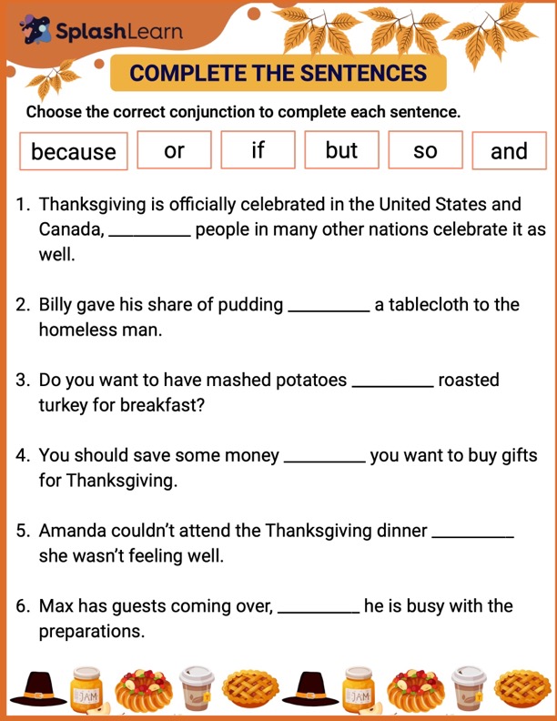 Happy Thanksgiving ELA Worksheets SplashLearn
