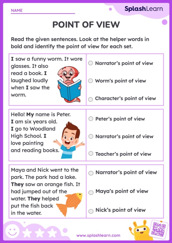 Identify the Point of View Worksheet