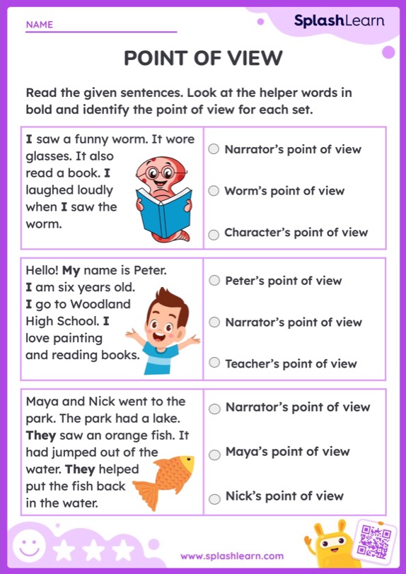 Point Of View Worksheets For Kids Online