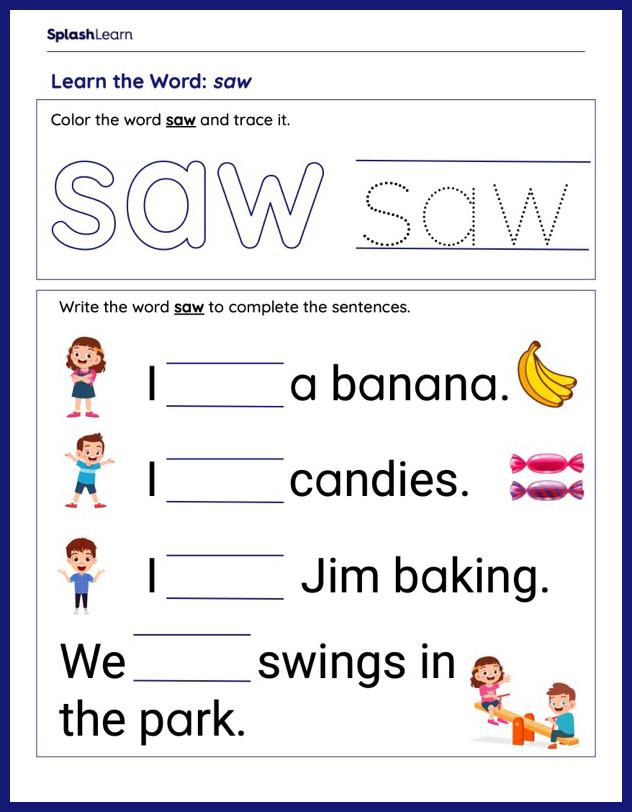 Sight Words Worksheets For Kids Online SplashLearn