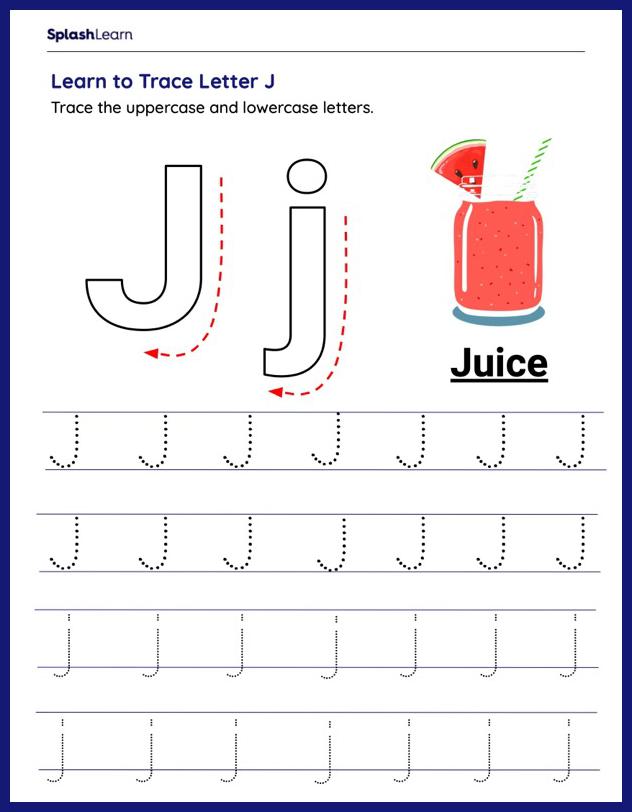 Learn to Trace Letter J - ELA Worksheets - SplashLearn
