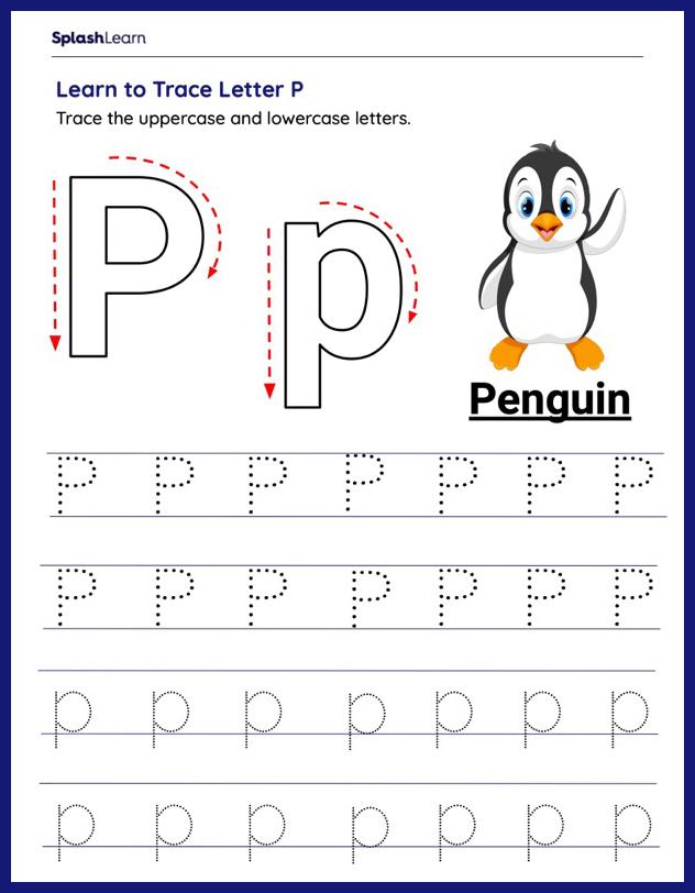 Learn to Trace Letter P - ELA Worksheets - SplashLearn