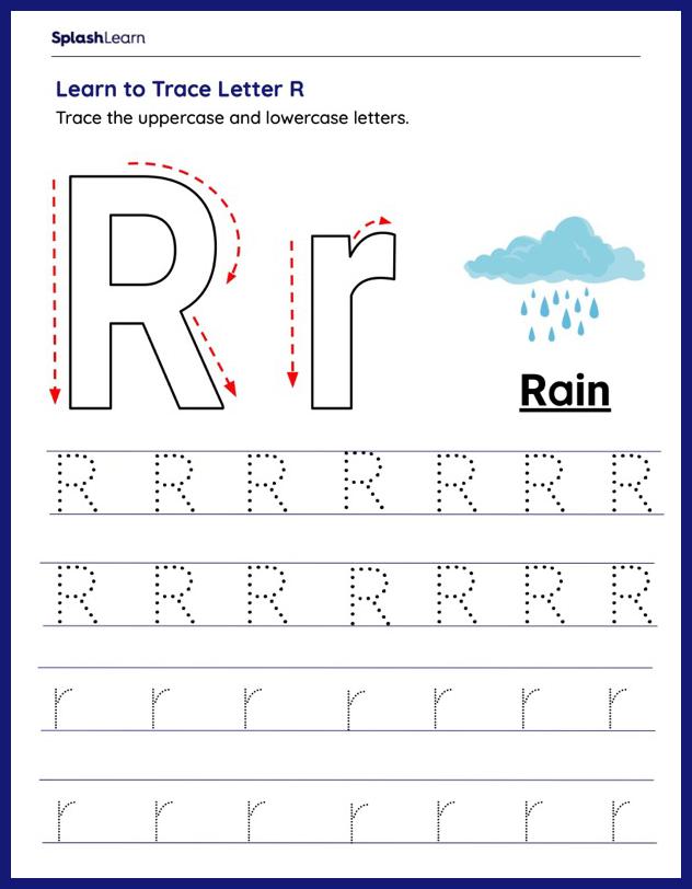 Learn to TRace Letter R - ELA Worksheets - SplashLearn