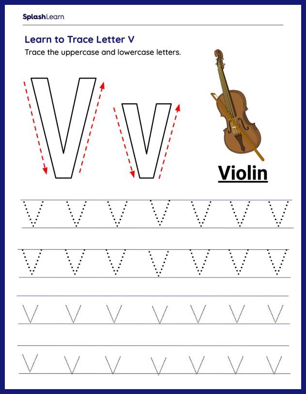 Learn to Trace Letter V - ELA Worksheets - SplashLearn