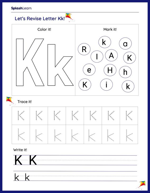 Letter K Worksheets for Kindergarteners Online - SplashLearn