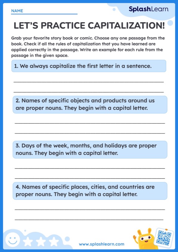 Lets Practice Capitalization ELA Worksheets SplashLearn