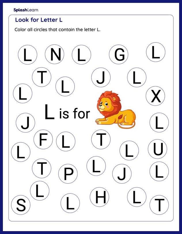 Look for Letter L - ELA Worksheets - SplashLearn