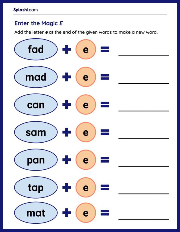 Make Magic E Words - ELA Worksheets - SplashLearn