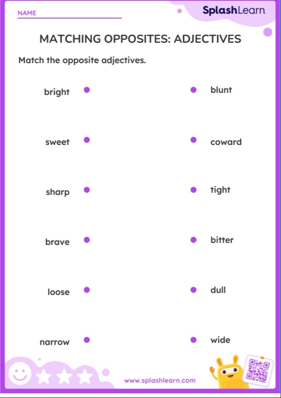 Matching Opposites Adjectives Printable ELA Worksheet Matching Opposites Adjectives Printable ELA Worksheet