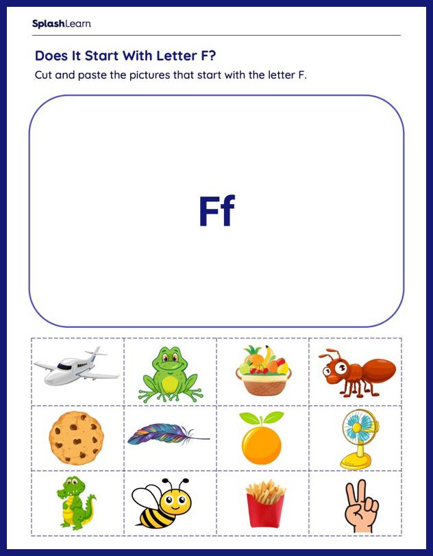 Paste Letter F Pictures - ELA Worksheets - SplashLearn