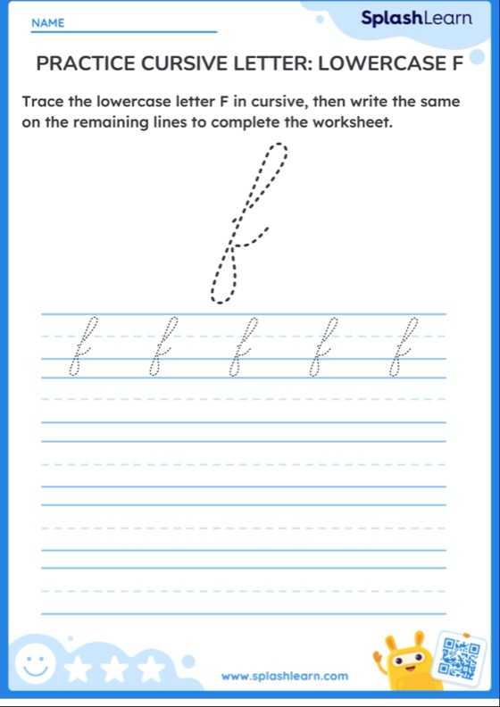 Practice Cursive Letter Lowercase F Printable ELA Worksheet