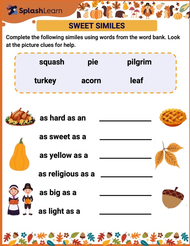 Printable 4th Grade Similes Metaphors Worksheets SplashLearn