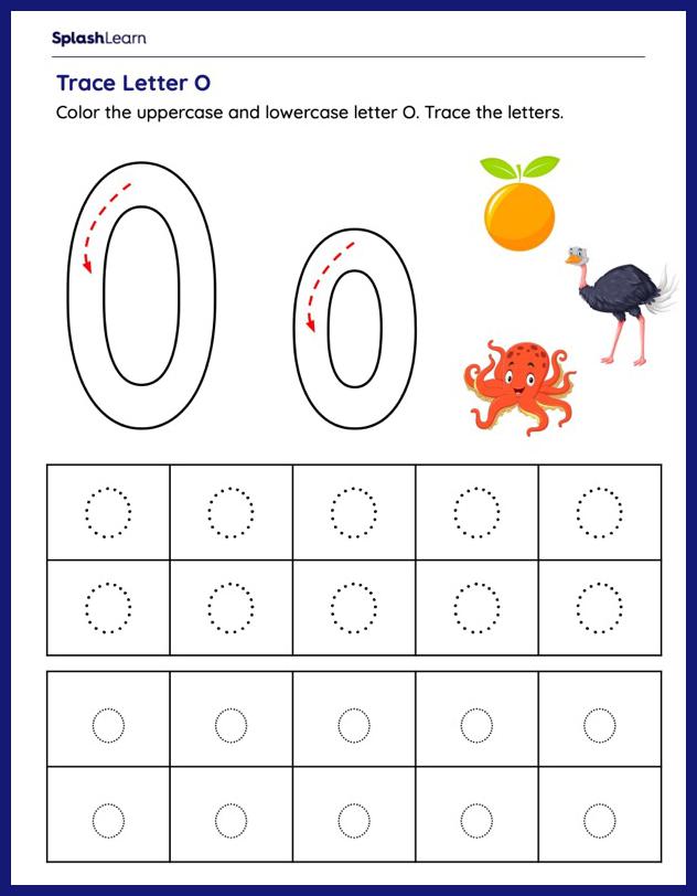 Trace Letter O - ELA Worksheets - SplashLearn