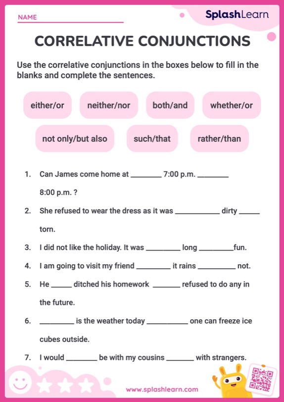 Conjunction Worksheets