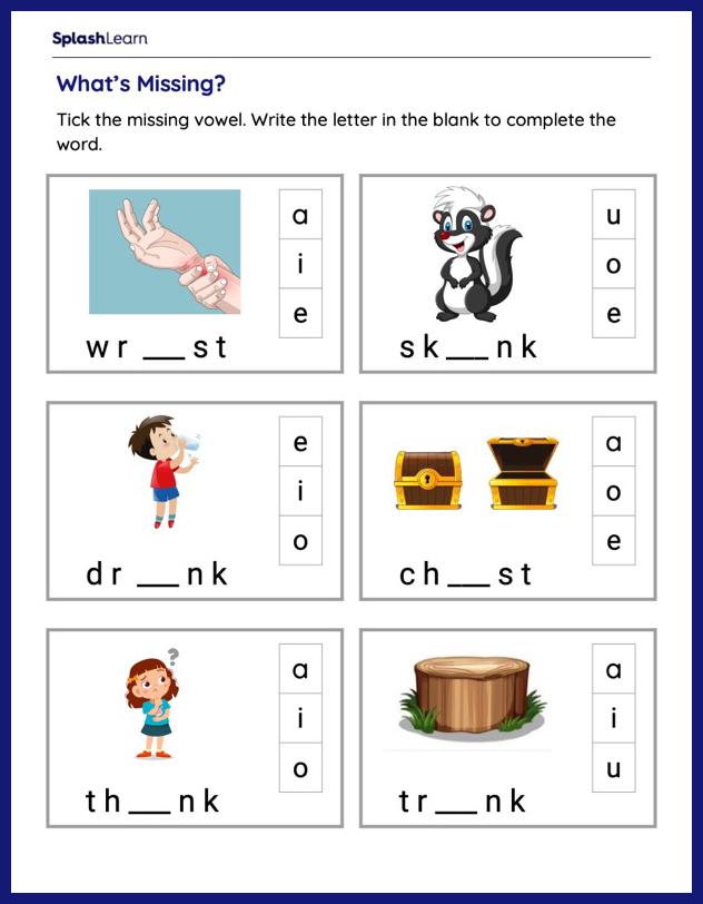 What s The Missing Vowel ELA Worksheets SplashLearn