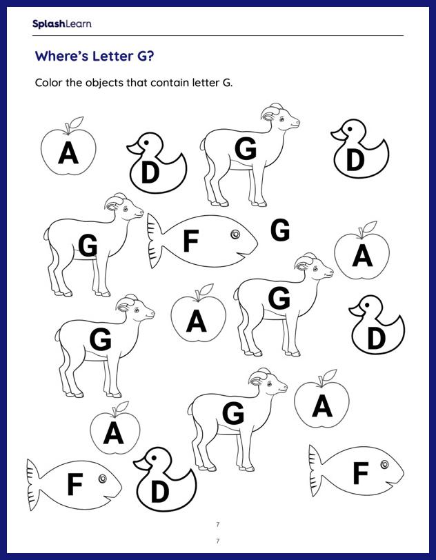Where's Letter G - ELA Worksheets - SplashLearn