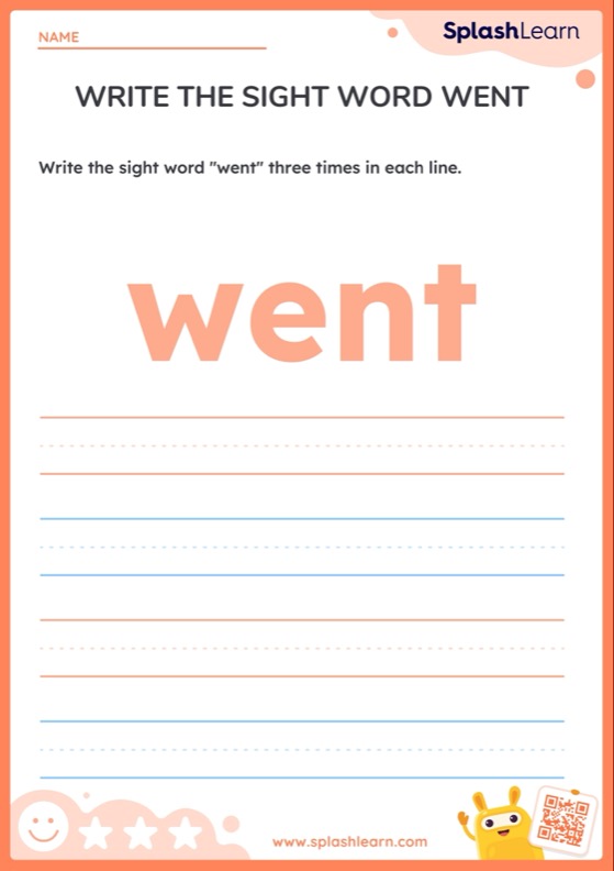 Write The Sight Word Went Printable ELA Worksheet