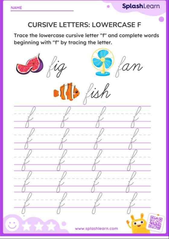 Cursive Letters Lowercase F