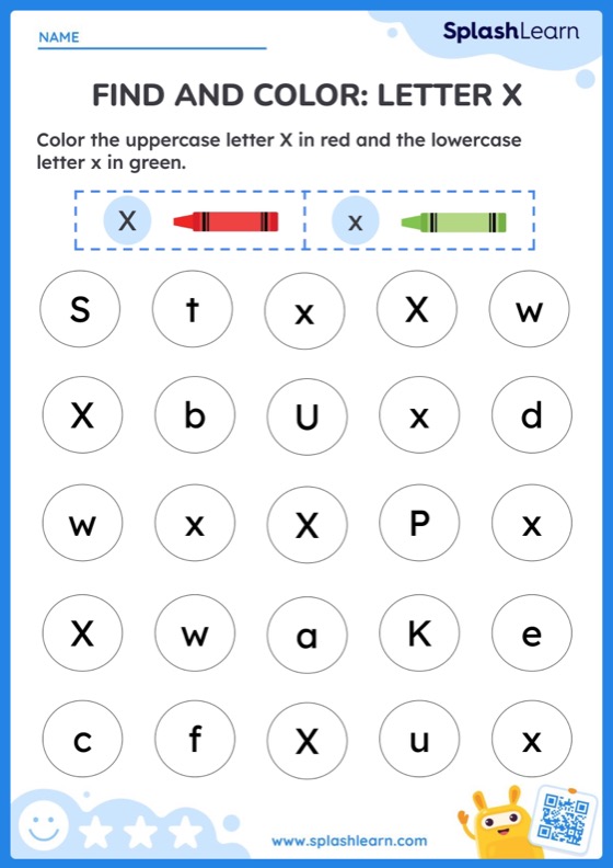 Find And Color Letter X Worksheet