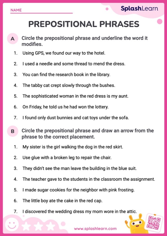 Spot The Prepositional Phrase Worksheet