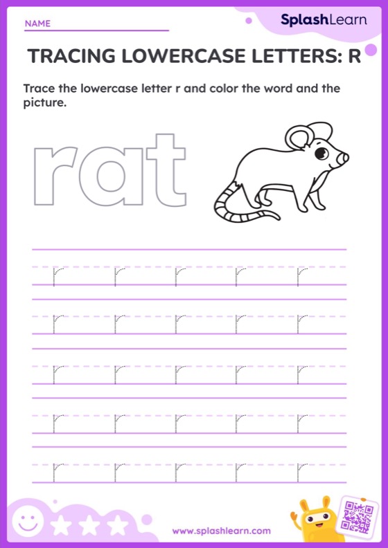 Tracing Lowercase Letters R Worksheet Printable English Sheet Tracing Lowercase Letters R Worksheet Printable English Sheet