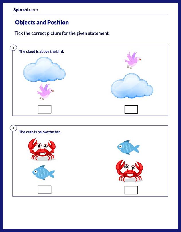 Above and Below - Math Worksheets - SplashLearn