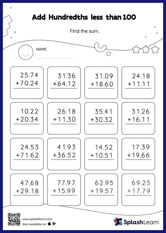 Add Decimals Worksheets for 5th Graders Online - SplashLearn | Page 6
