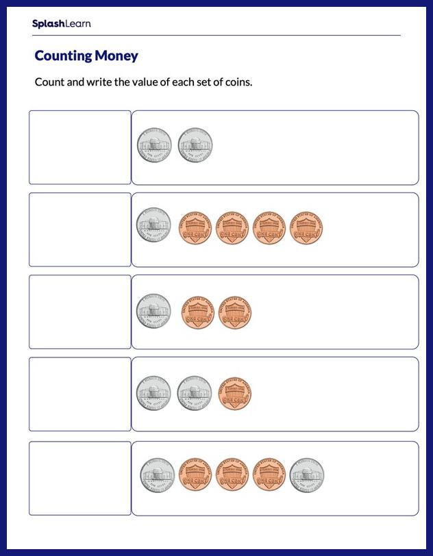 Counting Money Worksheets for Kindergarteners Online - SplashLearn