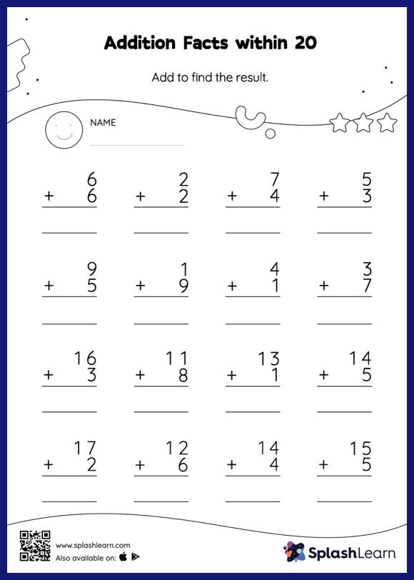 Addition Tables Worksheet Worksheets For Kindergarten
