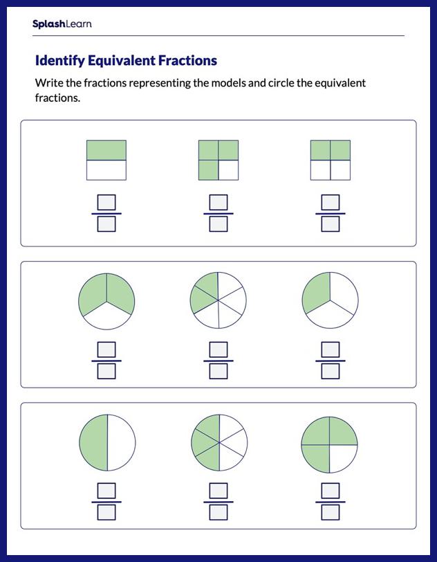 fraction worksheets for kids online splashlearn