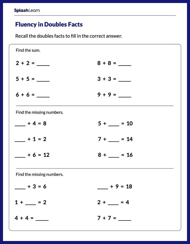 Doubles And Near Doubles Strategy To Add Worksheets For 2nd Graders 
