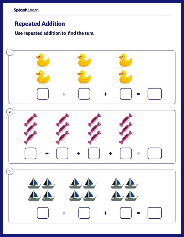 Solve Using Repeated Addition - Math Worksheets - SplashLearn