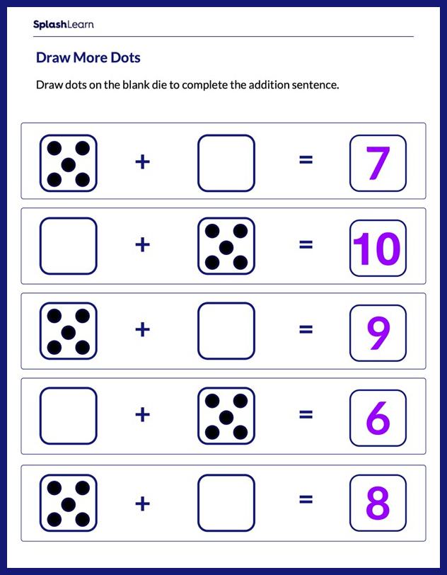 complete the dice pattern math worksheets splashlearn