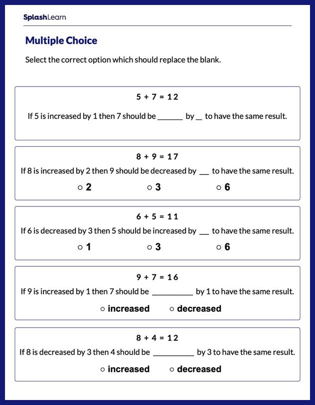 Complete the Statements Using Addition Sentence Worksheet