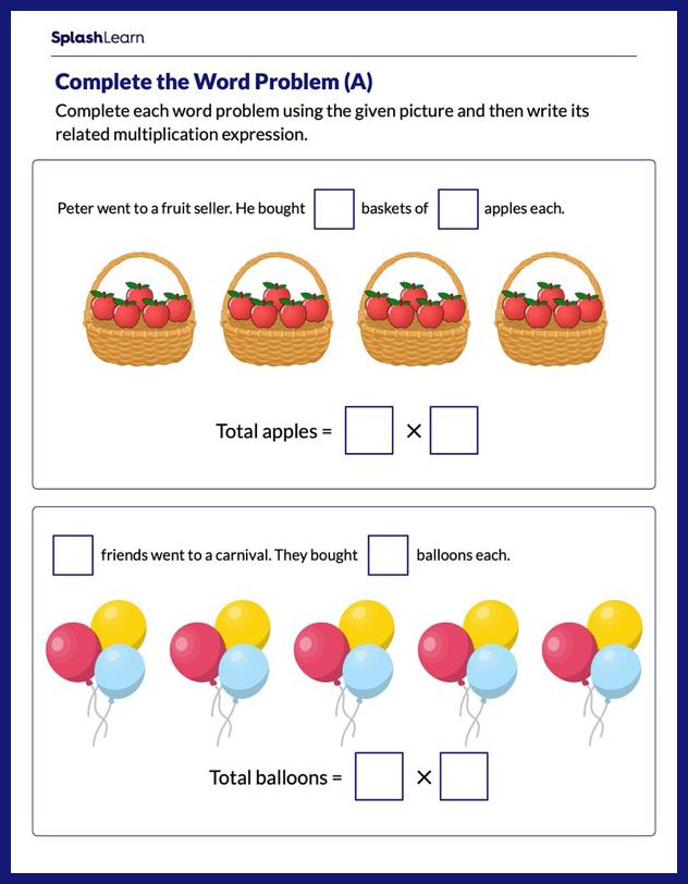 Multiplication Sentences Worksheets Free Printable SplashLearn