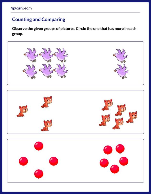 Count and Compare - Math Worksheets - SplashLearn