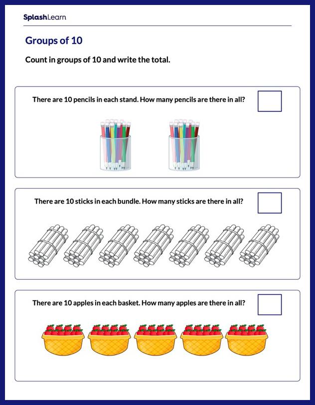 Count in Groups of 10 - Math Worksheets - SplashLearn