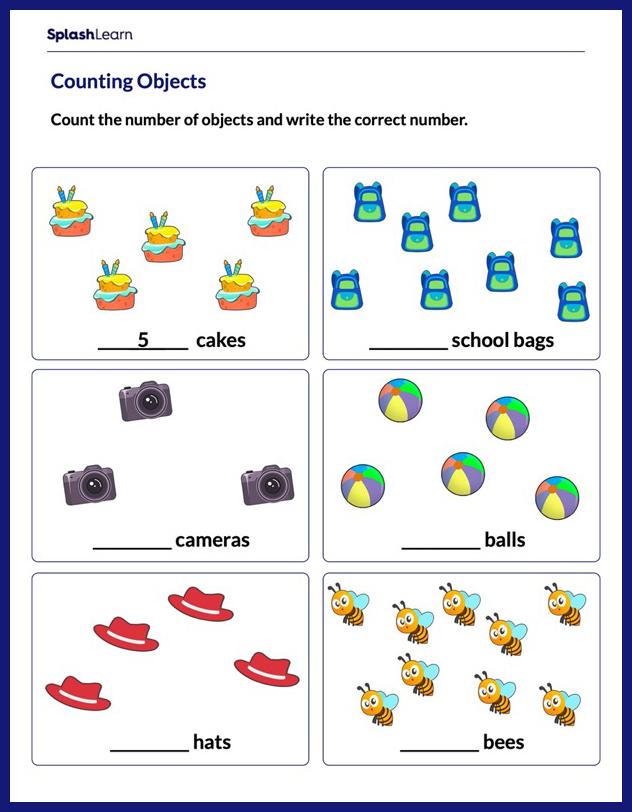 Counting Objects up to 10 - Math Worksheets - SplashLearn
