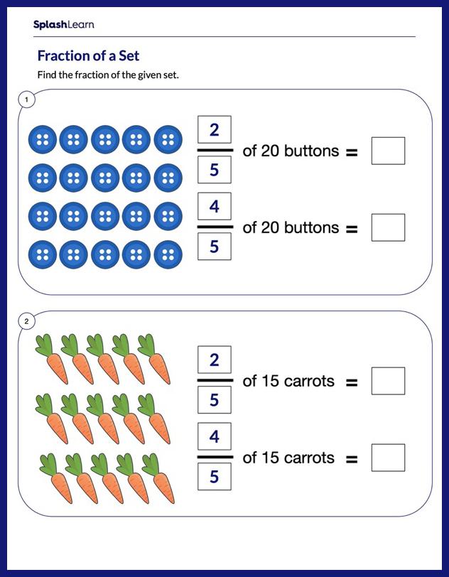 Find Fraction of a Set of Objects - Math Worksheets - SplashLearn