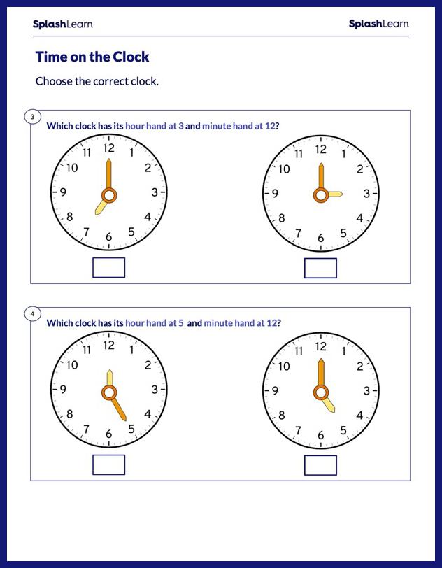 guess the time on the clock math worksheets splashlearn