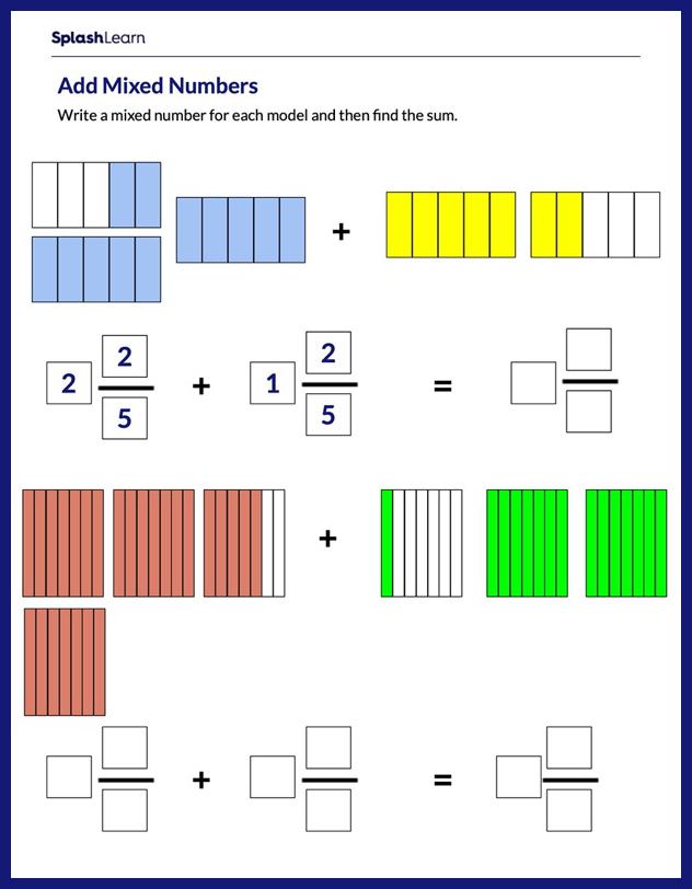 Addition Of Mixed Numbers Worksheet
