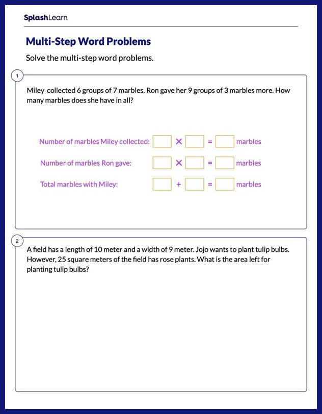 Multi-Step Problems Worksheet