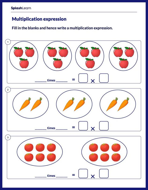 Represent Equal Groups as Multiplication - Math Worksheets - SplashLearn