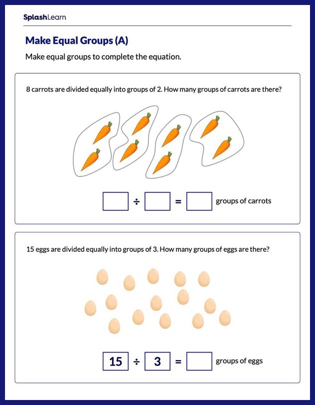 Represent Equal Sharing As Division Math Worksheets SplashLearn