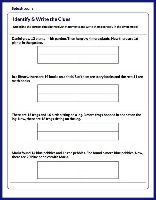 Represent Given Situation in a Bar Model Worksheet